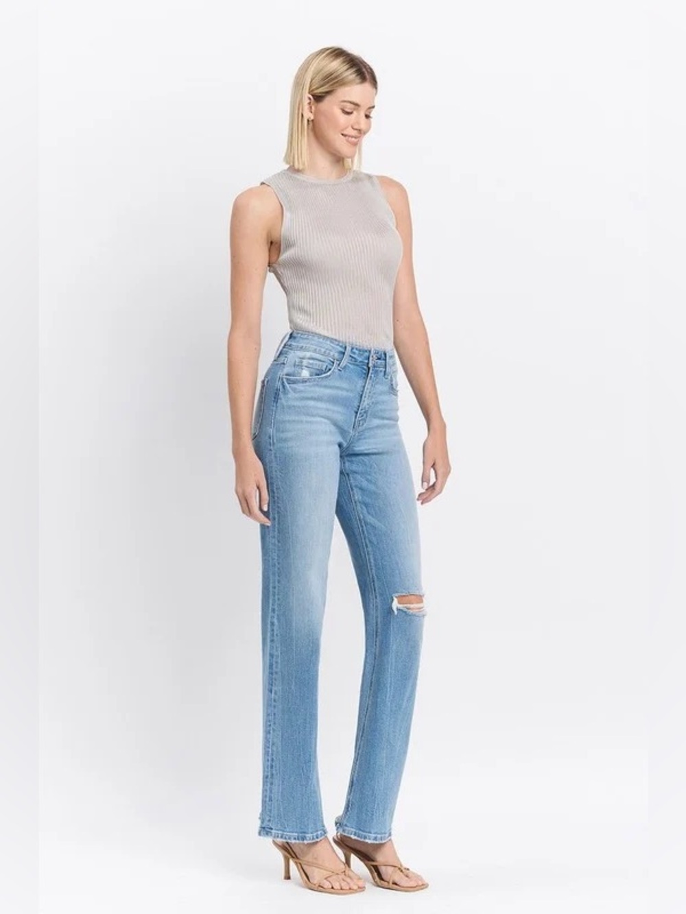 🆕 VERVET Aileeah High Rise Distressed Slim Wide Leg Jeans NWT SZ 25